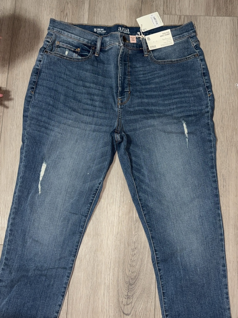 a.n.a High-Rise Dark Blue Distressed Jeans